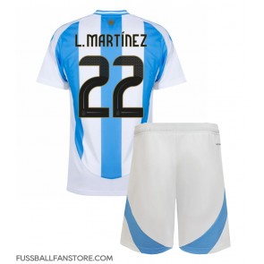 Argentinien Lautaro Martinez #22 Replik Heimtrikot Kinder Copa America 2024 Kurzarm (+ Kurze Hosen)